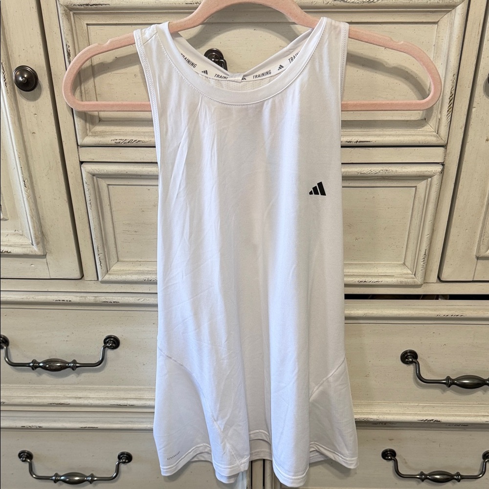 NWT adidas White Athletic Sleeveless Tank with Black Logo